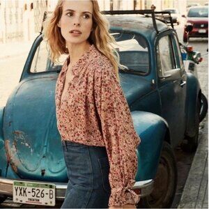 Doen Jane Pink Valley Floral Blouse Top